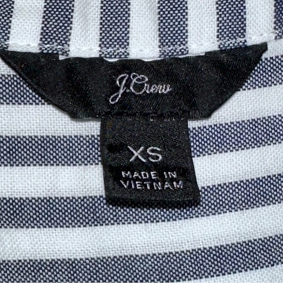 J. Crew Short Sleeve Button Up Shirt Size XS Striped Oversized Cotton Chambray - Picture 11 of 13